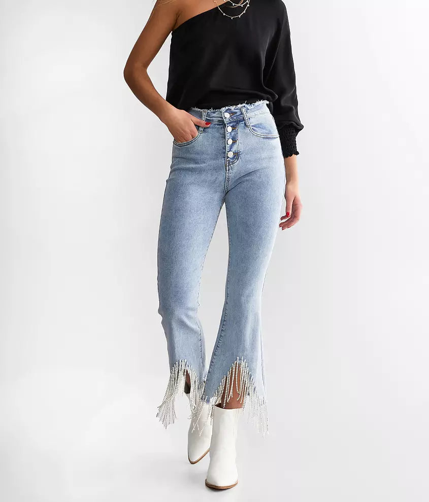 Rhinestone Fringe Jeans