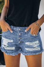 Load image into Gallery viewer, Mid-Rise Distressed Denim Shorts
